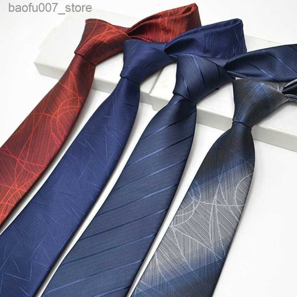 Boyun bağları erkek resmi kıyafetler 8cm iş Korece Versiyon Çizgili Erkek Meslek İngiliz düz renkli damatlar Düğün Dimi Polyester Silkq