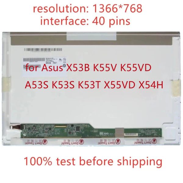 Tela de 15,6 polegadas Laptop LCD MATRIXA PARA ASUS X53B K55V K55VD A53S K53S K53T X55VD X54H Display