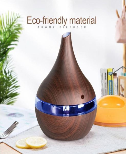 Top -Luftbefeuchter 300 ml USB Elektrisch Aroma Luftdiffusor Holz Ultraschallfeuchter ätherisches Öl Aromatherapie cooler Nebelmacher für HO1391920