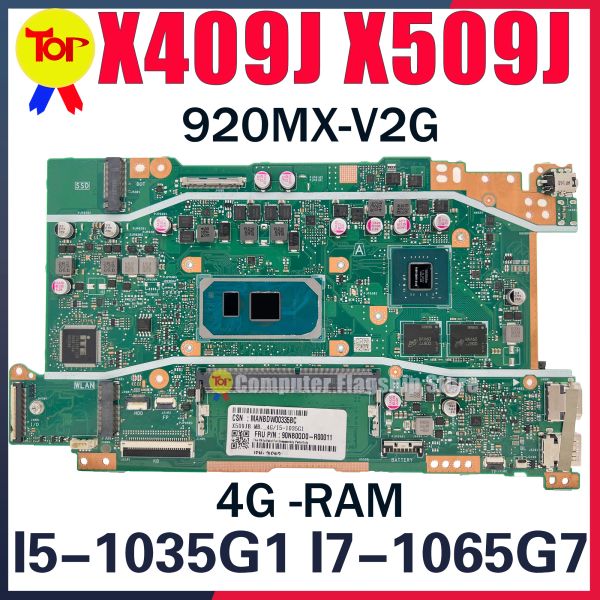 Motherboard X409JA Laptop Motherboard für ASUS X509JP X409JP X509JB X409JB X509JA P1510CJA I3 I5 I7 CPU 4Gram 920mx Mainboard 100% Testd