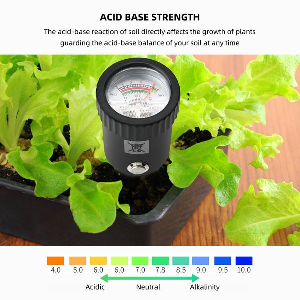 Handheldboden Moisture pH -Messgerätsäurefeuchtigkeitstester Metallsensor -Sonde 3 ~ 8PH Kein Batterie -Hygrometer für das Pflanzen von Gartenwerkzeug