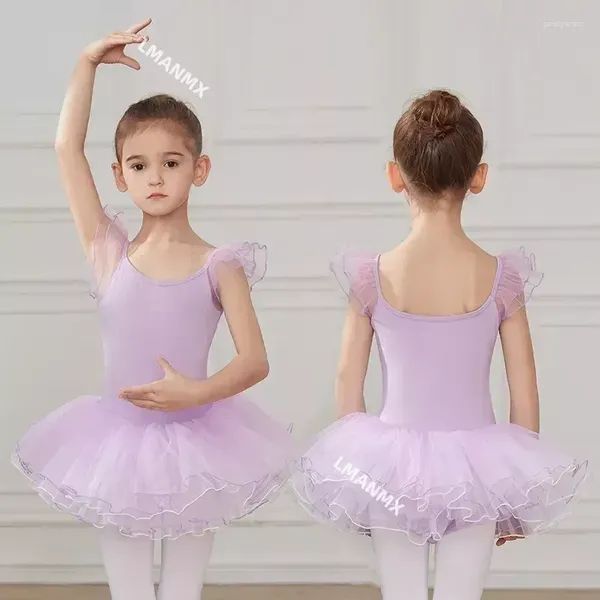 Bühnenbekleidung professioneller Ballettrock Girl Tanzen trägt Kinderkleid Kurzärmelte Baumwolle Hochwertiger Tanz