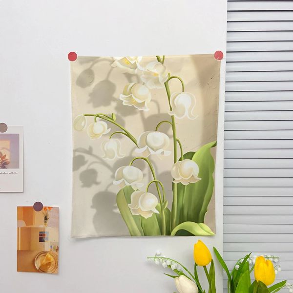 Insere moderno tapeçaria parede pendurada pano floral tapestres estampadas para quarto de cama de cama de fundo foto adereços da sala decoração