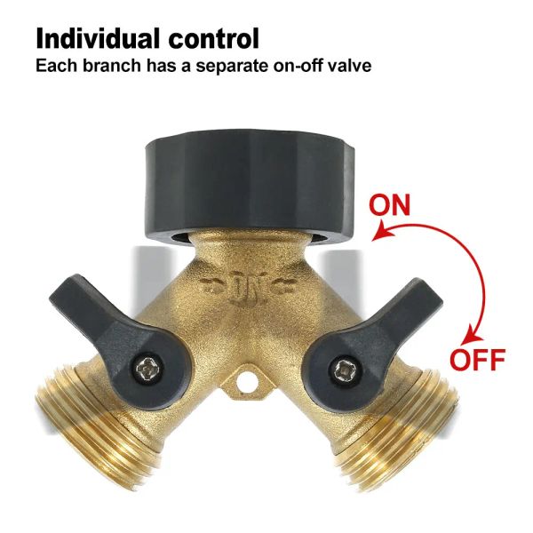 Mangueira Splitter Brass Brass Conector de mangueira de jardim 3/4 Adaptador de mangueira de mangueira Adaptador de água Splitter de mangueira de água com 7 arruela de borracha