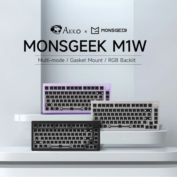 Аксессуары Akko Monsgeek M1W Multimode Barebone Kit 75% Механический алюминиевый с ЧПУ Gasketmount Клавиатура Hotswap Southfacing RGB BANTLIGHT