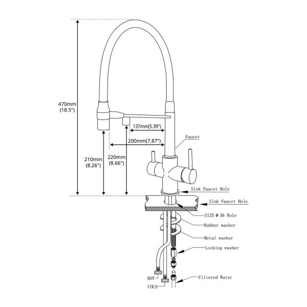 Gunmetal Kitchen -Wasserhahn Messing 3 Wege Mixer Schwarz Schlauchhalter