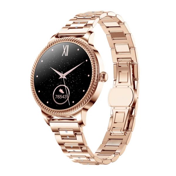 Armbänder AK38 Ladies Smart Watch 1,09 Zoll Voll Touchscreen IP68 wasserdichtes Sportarmband Herzdruckmonitor Frau Geschenk