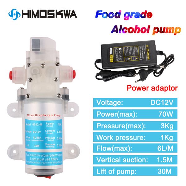 Diafragma em miniatura com bomba de água alimentar de grau alimentar 70W 80W Bomba de água Sanitária e Auto-Primeira DC 12V