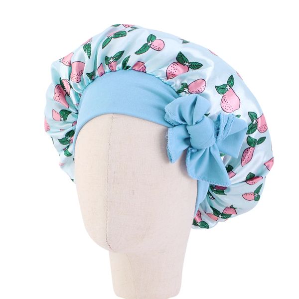 Cappello da sonno fiore con cofano satinato nuovo per bambini con cabina per capelli per capelli regolabile per sonno regolabile cuffia per cuffie per bambini