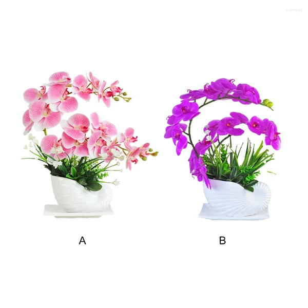 Dekorative Blumen künstlicher Orchideen Topf Bonsai getrocknete Dekoration Haus rosa rosa