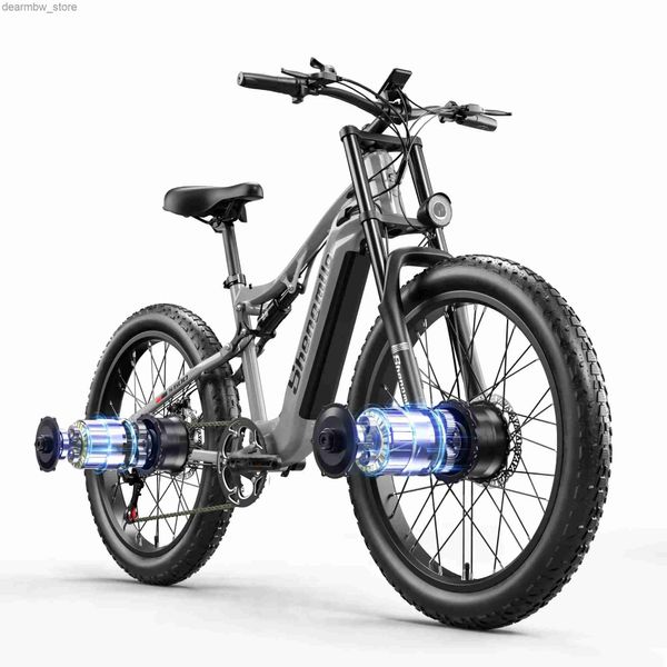 Bicicletas shengmilo s600 adulto 2000w biciciccicciccy com dois motores 48v17.5ah 840WH Bateria de 26 polegadas de largura Mens Electric Mountain Bike L48