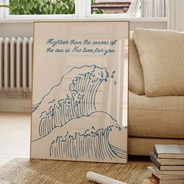 Più potente delle waves Bible Scripture Stampe d'arte da parete cristiana Canvas dipinto di poster immagini per il soggiorno decorazioni per la casa