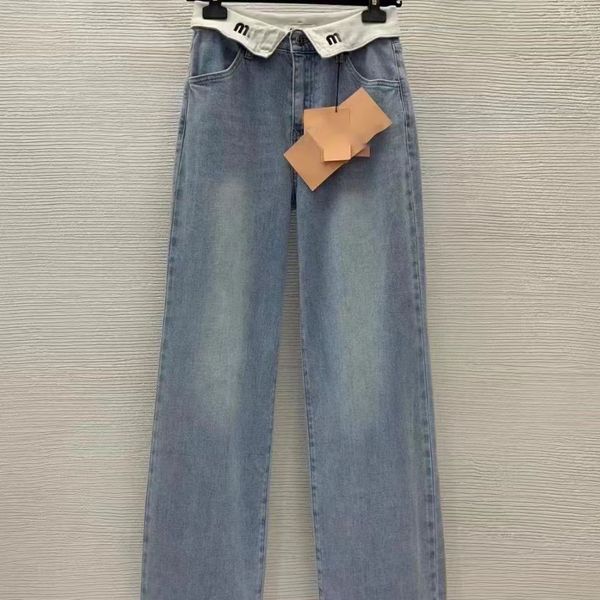 2024 Frauen Jeans Desinger Jean Modebrief bestickte Hosen lässige lockere Hosen lange Hosen gerade Mi-Beinhose Frau Jeanshose Größe S-XL