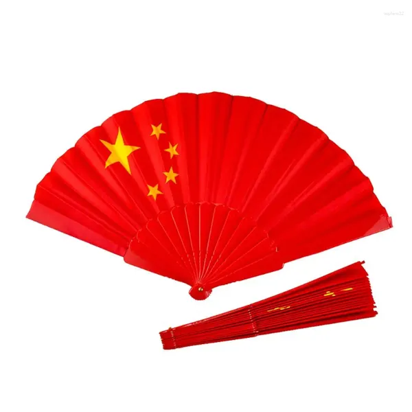 Dekorative Figuren faltbare Pentagrammhand -Fan Chinesische Flagge Handheld Fans Festival Rave Geschenk Handwerk Po Shoot Tanzparty Club Dekor Dekor