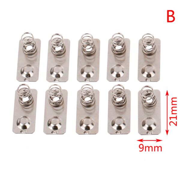 10pcs/ 21x9mm - + Baterias de metal de substituição Placa de contato de mola Slot unidirecional de prata para caixa de bateria AAA