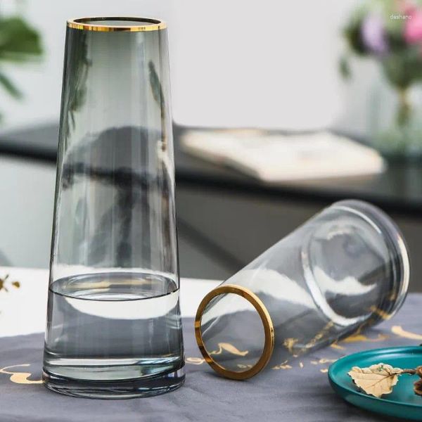 Vasen leichte Luxus nordische Glas Wohnzimmertisch Dekoration transparent Wasser Hydrokroponik Blütenseil Trockene Vase DIY -Bütte