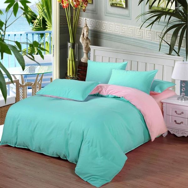 Set di biancheria da letto Classic Simple Set Simple 7 Yard Grey Blue Pink Solid 4 pezzi/Set di copertura Duvet Foglio trapunta Tessili