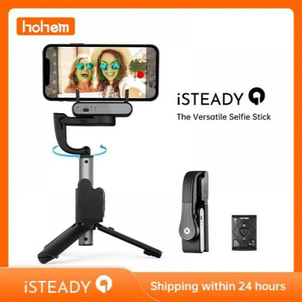 Gimbals hohem isteady q handheld gimbal estabilizador de telefone selfie bastão haste de extensão ajustável com controle remoto para smartphone