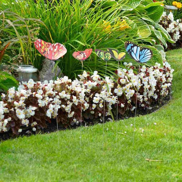 Fiori decorativi 5 pezzi Dragonfly Tappo di arredamento per esterni Tappella set di decorazioni da giardino Stakes Plunger farfalle 3D Ornamenti