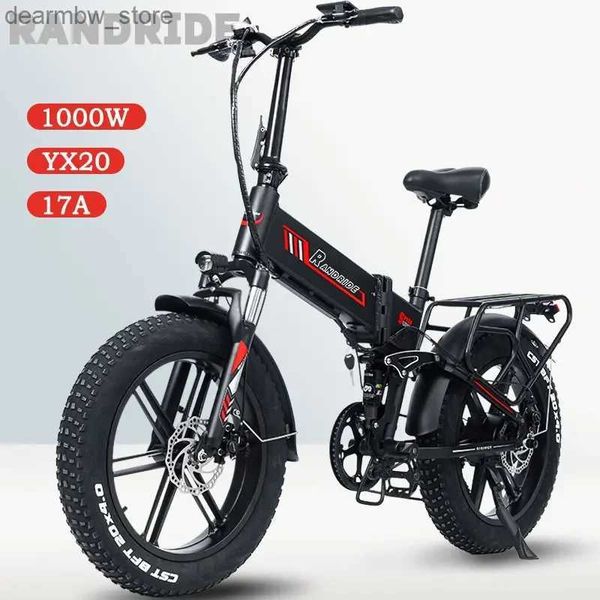 Bike 2024 New Randride YX20 Ectric Bicyc 20*4.0 Ectric Bike1000W 48V 17Ah Mountain Bike Fold Ebike per uomini o donne Ebike L48