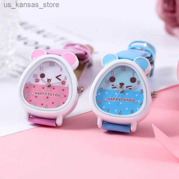 Orologi da polso da cartone animato ES Groundhog Simplicity Student Pink 8 a 12 anni Girl Girls Regalo di compleanno Animali da polso240409