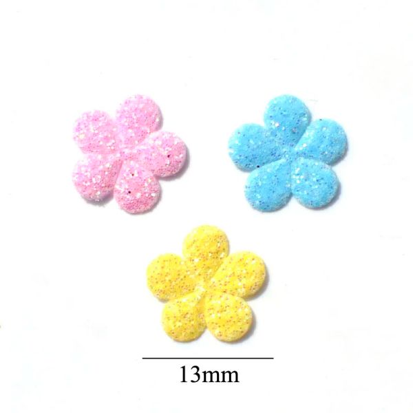 120pcs Mistos de tecido de glitter de flor Apliques de feltro para artesanato/roupas DIY Scrapbooking Acessor