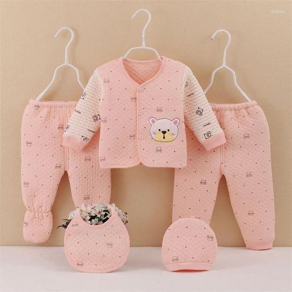 Set di abbigliamento da 0 a 3 m di vestiti nati in cotone per bambini ragazzi set da bambino set per bambini 5 pezzi di outfit boy girl tops pantaloni