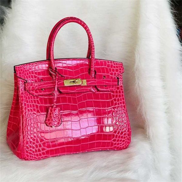 Bolsa crocodilo couro 7a qualidade de alta marca grande marca platina bolsa brilhante saco brilhante e mensageiro de moda bagxves