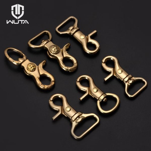 Wuta Solid Messing Leder Schnapphaken Schnalle Hummerverschluss Trigger Clips Schwenkaugen Bolzen Carabiner Rotatable Bastelbeutel Geldbörse