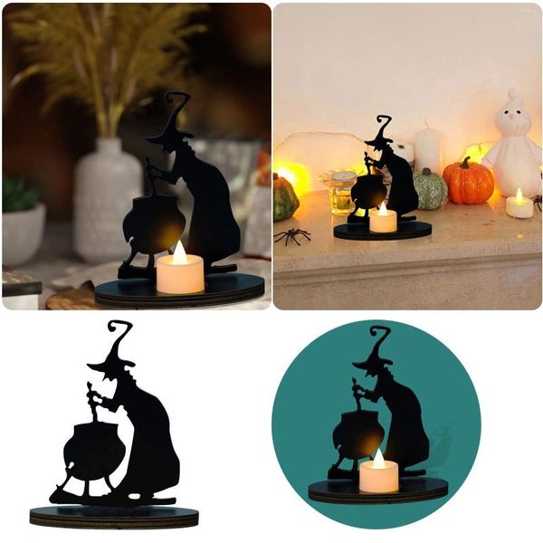 Candele Halloween Witch Candlestick Ornamenti decorativi per la casa Atmosfera Curiosità di lunga durata