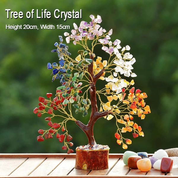 Árvore da vida Presente Crystal Tree Energy Stone e Crystal Money Cura Altura de Cristal 20 cm, largura 15 cm