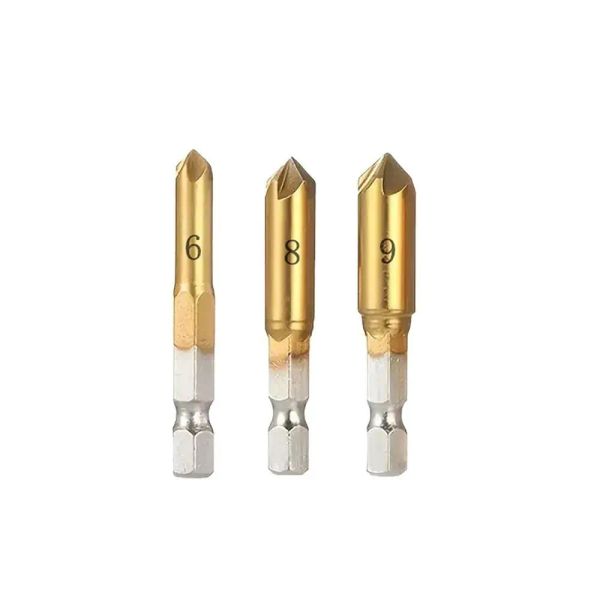 3/6pcs Hex Shank Counter Sink Drill Bit 5 Flöte Countersink Bohrbohrer Bit Praktische Handbohrmaschine Punch Tool Loch Opener