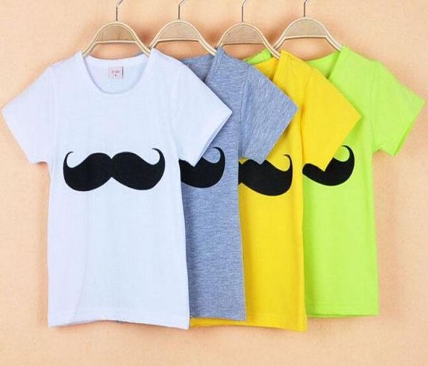 2015 s meninos bigode bigode de manga curta Crega de pescoço infantil Summer 4 color Cottod Cotton Tshirt Top Tshirt3539474