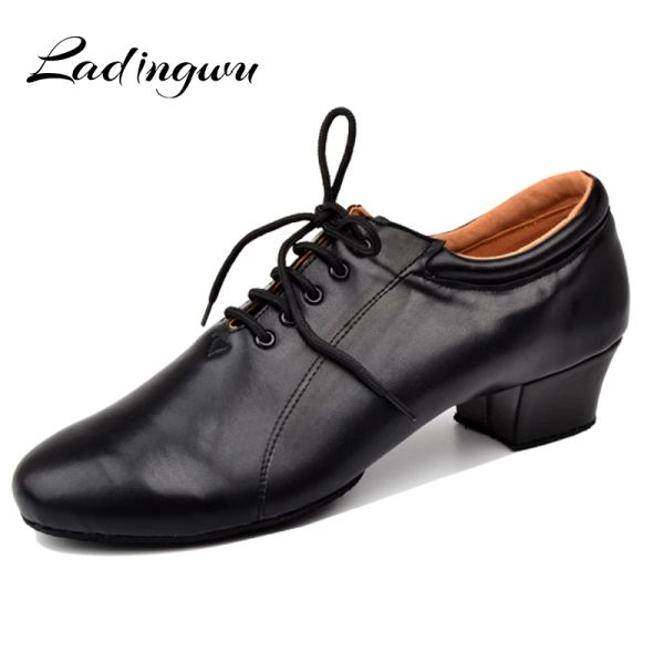 Schuhe Ladingwu Latin Dance Schuhe Männer 100% echtes Leder Ballsaal Dancing Schuhe Männer weiche Boden soziale Party Schuhe Low Heel 4,5 cm