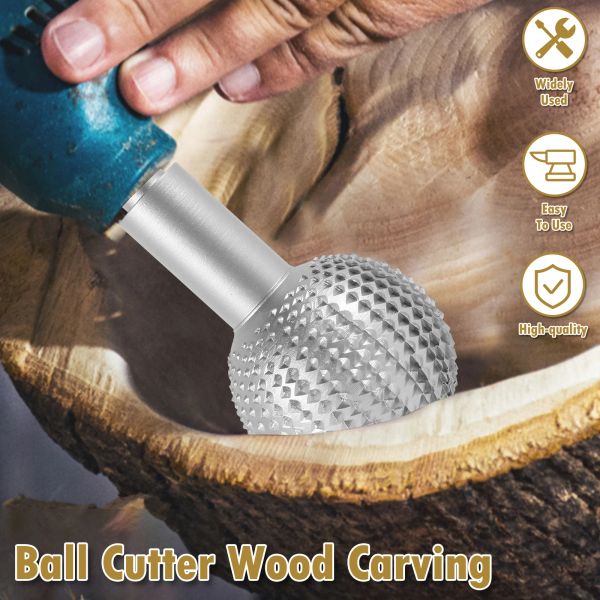 Holzbearbeitung Kugel Rotary Burr 10 mm Schaftkarbidakte Wolfram Stahlholzschnitzerei