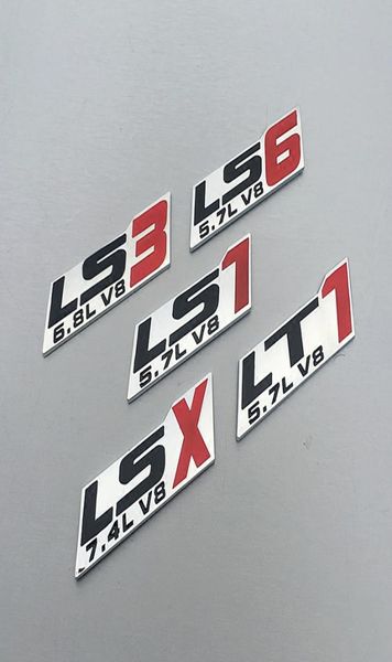 1 PCS 3D Metal LT1 LS1 LS3 LS6 LT9 LSX 57L 68L 74L V8 Badge emblema de deslocamento traseiro Decoração de carro adesivos de carro Styling3163974