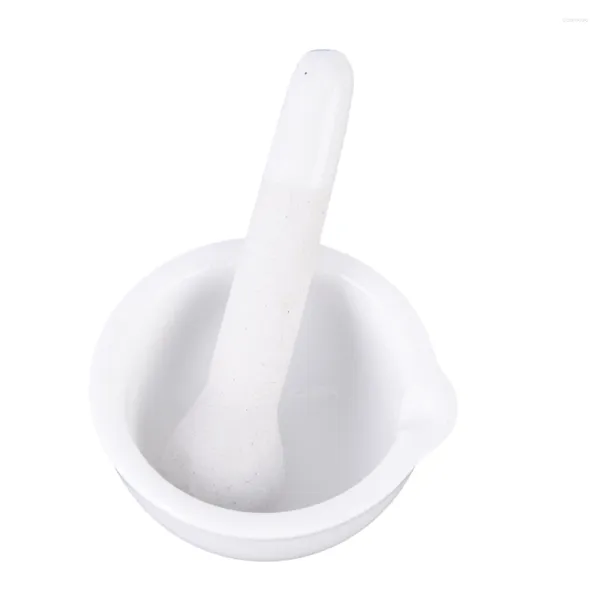 Tigelas 6 ml de porcelana pilão e argamassa mistura de jogo polido - branco