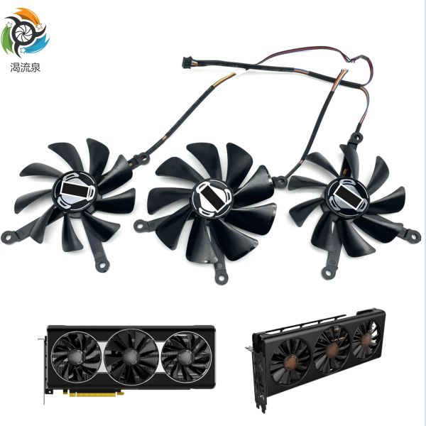 Pads Neue CF9015H12S CF1015H12S 4Pin -Kühllüfter für XFX Radeon RX 5700 XT THICC III Ultra RX 5600 XT X3 Graphic Cards Cooler Lüfter