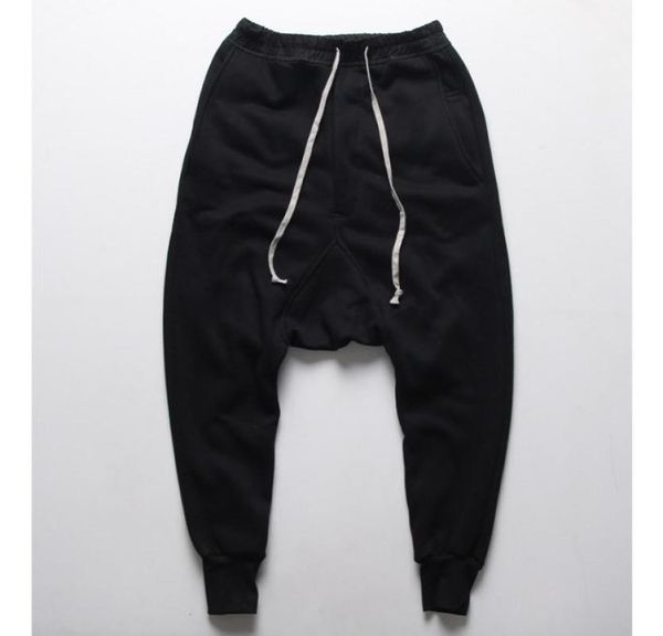 Calças internas jogadoras de calças casuais calças de harém homens pretos moda swag dança gota grotch hip hop calça de moletom de moletom opk323252012