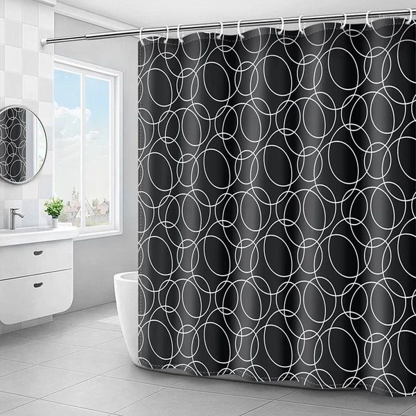 Tende per doccia cerchio nero tende da bagno moderno vano da bagno impermeabile copertina extra largo per bagno con ganci di plastica da 12 pezzi