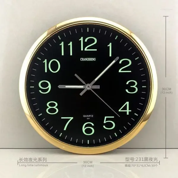Wanduhren 30 cm Nachtlicht Uhr Cross Border verkaufen runde Uhren Wohnzimmer Dekoration Großhandel