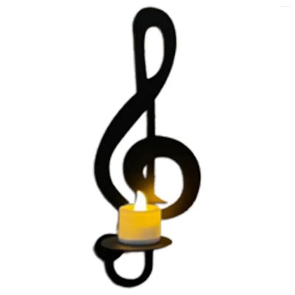 Titulares de vela Iron Music Note Treble Clef Wall Wall Ornament for Home Office Dedro Drop Drip Drop Delivery Garden Dhax4
