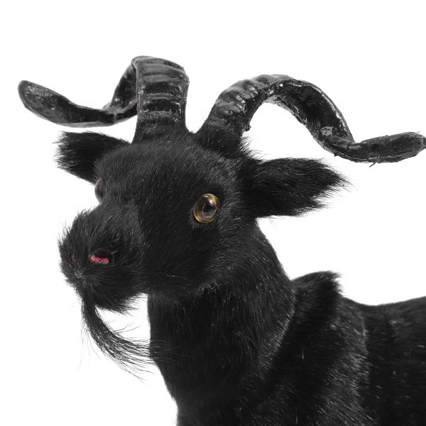 Black Goat Pluxh Resina Decoração Jardim Ornamento Escultura Estátua Craft Craft Ovelha Polícia de papel higiênico Stand Decoração ao ar livre