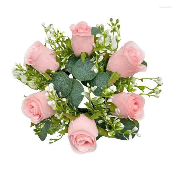 Flores decorativas anéis de velas grinaldas Artificial Holder Floral para Proposta de Engajamento Aniversário e Casamento de Recepção