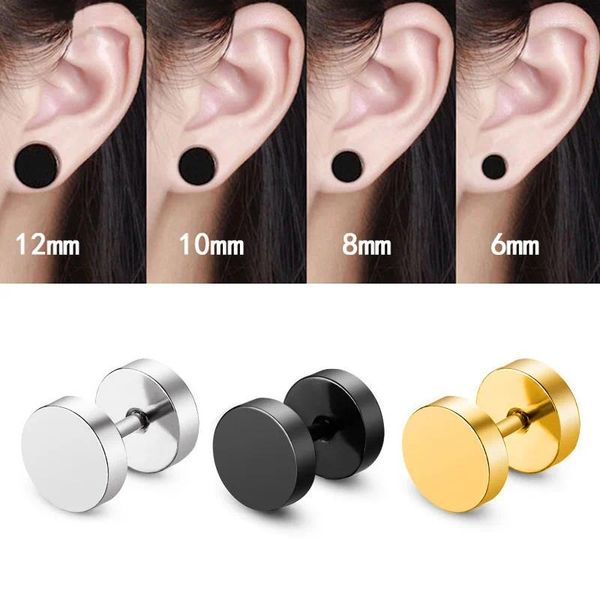 Brincos de garanhão Charmsmic 1 par Punk masculino Mulheres aço inoxidável barbell Hip Hop Dumbbell Body Piercing Jóias Anti alergia