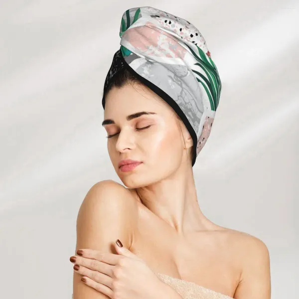 Toalha Magic Microfiber Bap companheiro de mármore As formas geométricas do banho tropical Cabelo seco Seco rápido Lady Turban Head