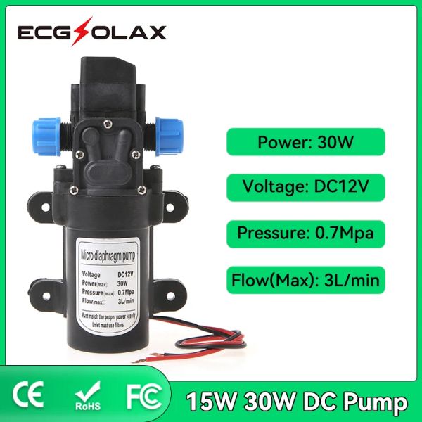 Pompa CC ECGSolax 12V 15W 30W 0142 Acqua MOTORE Diafrago ad alta pressione Pompa di innesco di auto 3L/min