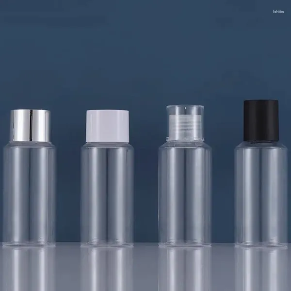 Lagerflaschen 300pcs/Los Kurzform transparentes Kunststoff Pet 100 ml kleine leere Lotionflasche mit Kappe