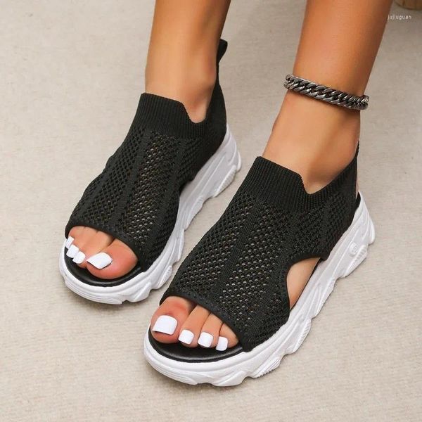 Sandalen Großgröße Sport Frauen Freizeitplattform Schuhe dicker Sandalien Open Toe Beach für