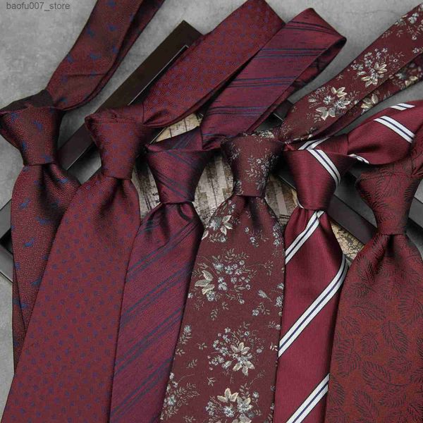 Hals Krawatten Hochzeitsbräutigam Wein Red Krawatte Herren Hochzeitskleid handgefertigter Business -Anzug 8 cm Tieq